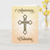 Carte 1er anniversaire de l'ordination, Croix d'or (Fleur jaune)