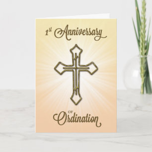 Carte 1er anniversaire de l'ordination, Croix d'or sur S