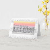 Carte 1er anniversaire de mariage papier coucher de sole (Fleur jaune)