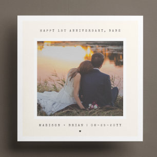 Carte 1er anniversaire de Mariage, sans temps et minimal