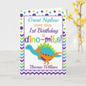 Carte 1er anniversaire Dinosaur Dino-Mite (Fleur jaune)
