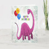 Carte 1er anniversaire Dinosaur et Ballons (Devant)