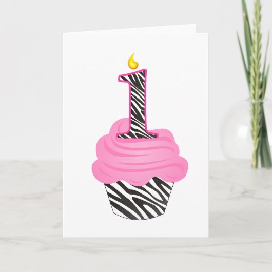 Carte 1er anniversaire Diva Cupcake (Devant)