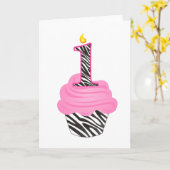 Carte 1er anniversaire Diva Cupcake (Fleur jaune)