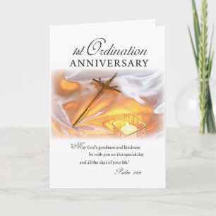 Carte 1er anniversaire d'ordination, bougie croisée