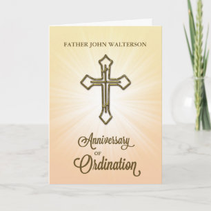 Carte 1er anniversaire d'ordination, Croix dorée sur Sta