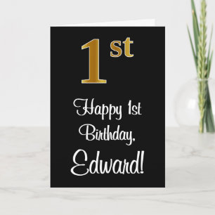 Carte 1er Anniversaire ~ Elégant Luxueux Faux Gold Look 