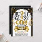 Carte 1er anniversaire fête Nouvel An Compte à rebours I (Devant/Arrière en situation)