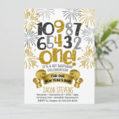 Carte 1er anniversaire fête Nouvel An Compte à rebours I (Debout devant)