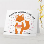 Carte 1er anniversaire Fox (Fleur jaune)
