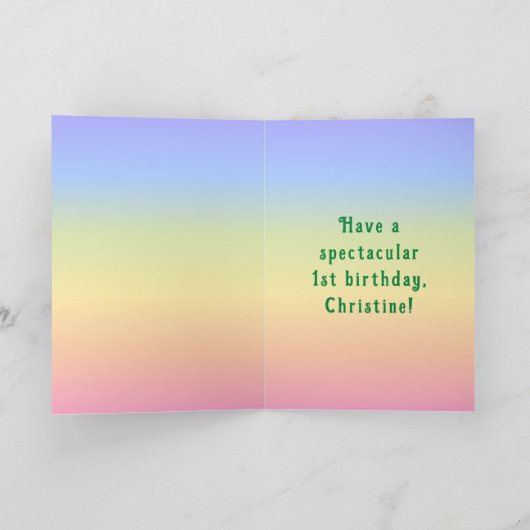 Carte 1er Anniversaire — Fun Cake & Candle, Avec Nom Per (Intérieur)