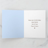 Carte 1er Anniversaire Garçon Bleu mignon Eléphant Ballo (Intérieur)