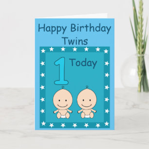 Carte 1er Anniversaire Garçons Jumeaux Sur Mesure