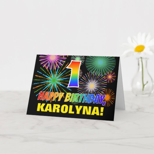 Carte 1er anniversaire : Gras, Amusement, Fireworks, Rai (Petite plante)
