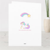 Carte 1er anniversaire licorne rose blanc mignon (Dos)