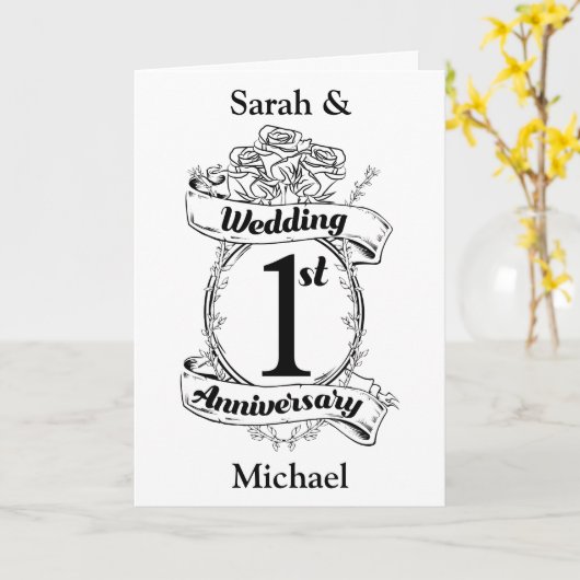 Carte 1er anniversaire Mariage (Fleur jaune)