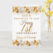 Carte 1er anniversaire Mariage Fils Ballons fille (Fleur jaune)