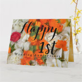 Carte 1er anniversaire Mariage Soeur et beau-frère (Fleur jaune)