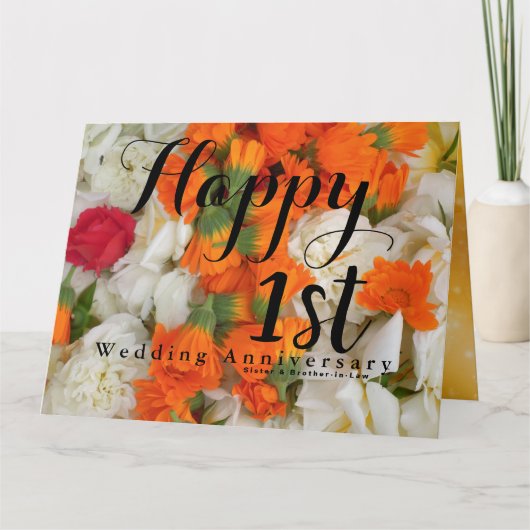 Carte 1er anniversaire Mariage Soeur et beau-frère (Devant)