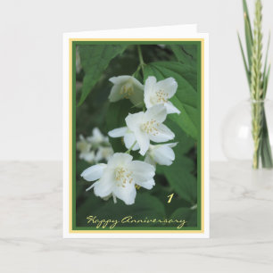 Carte 1er Anniversaire Mariage Souhaite Jasmine Elegant