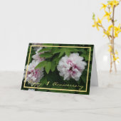 Carte 1er Anniversaire Mariage Souhaite Peonies Élégant (Fleur jaune)