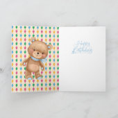 Carte 1er anniversaire mignon ballons bleu garçon teddy  (Intérieur)
