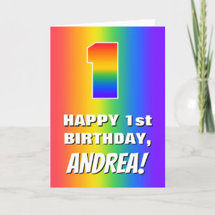 Carte 1er Anniversaire : Motif Arc-en-Ciel Coloré et Amu