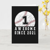 Carte 1er Anniversaire Né En 2021 Baseball Boy 1 An (Fleur jaune)