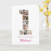 Carte 1er Anniversaire Numéro 1 Collage photo Personnali (Fleur jaune)