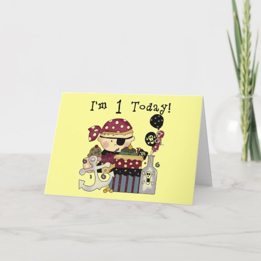 Carte 1er anniversaire Pirate T-shirts et cadeaux (Devant)