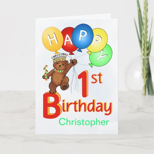 Carte 1er anniversaire Royal Teddy Bear (Devant)