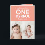 Carte 1er anniversaire simple onderful coloré typographi<br><div class="desc">1er anniversaire simple onederful coloré typographie et multi photographie première carte d'anniversaire.</div>