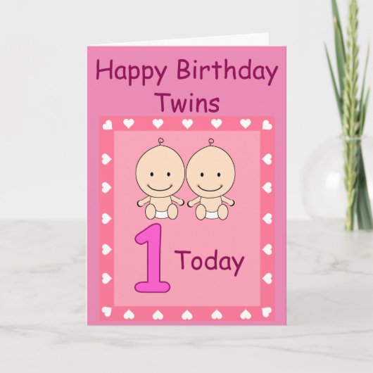 Carte 1er Anniversaire Twin Girls Custom (Devant)