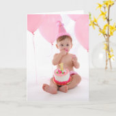 Carte 1er gâteau d'anniversaire (Fleur jaune)