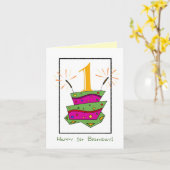 Carte 1er gâteau d'anniversaire (Fleur jaune)
