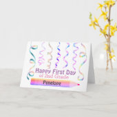 Carte 1er jour de 2e année personnalisée (Fleur jaune)