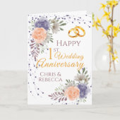 Carte 1er Mariage Anniversaire Peony Rose pourpre (Fleur jaune)