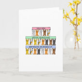 Carte 1er mars Anniversaire, Belle Cartoon Cats. (Fleur jaune)