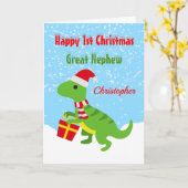 Carte 1er Noël Grand Dinosaure Nephew T Rex (Fleur jaune)