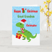 Carte 1er Noël Grand-fils Dinosaur T Rex (Fleur jaune)