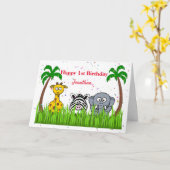 Carte 1er ou n'importe quel âge Jungle Anniversaire (Fleur jaune)