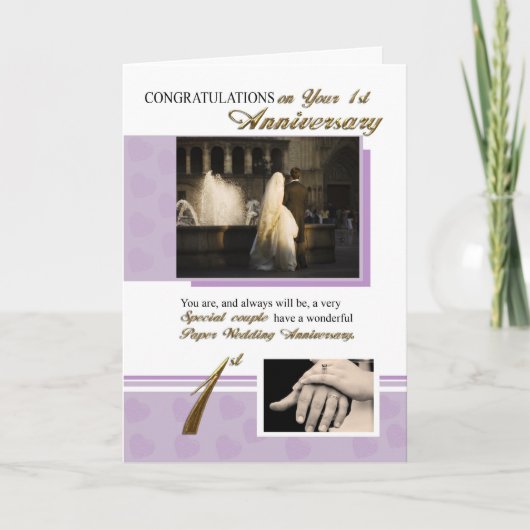 Carte 1ère anniversaire de mariage de papier (Devant)