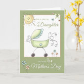 Carte 1ère Fête des Mères - Fille spéciale - Porte-bébé (Fleur jaune)