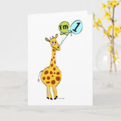 Carte 1ère Giraffe d'anniversaire avec ballons (Fleur jaune)