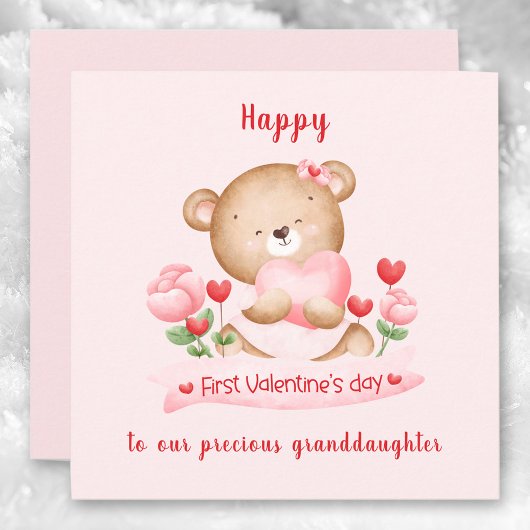 Carte 1ère Saint Valentin fille rose Saint Valentin Cart
