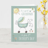 Carte 1re Fête des pères pour un petit-fils spécial (Fleur jaune)