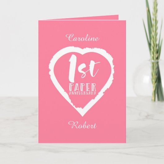 Carte 1ST paper wedding anniversary heart (Devant)
