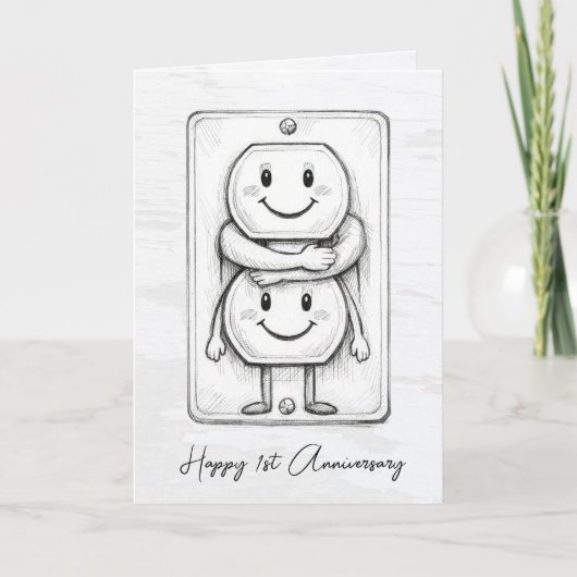 Carte 1st Wedding Anniversary Electrical Socket  (Devant)