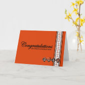 Carte 2019 félicitations oranges et noires d'obtention (Fleur jaune)
