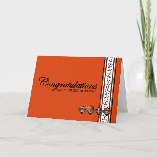 Carte 2019 félicitations oranges et noires d'obtention (Devant)